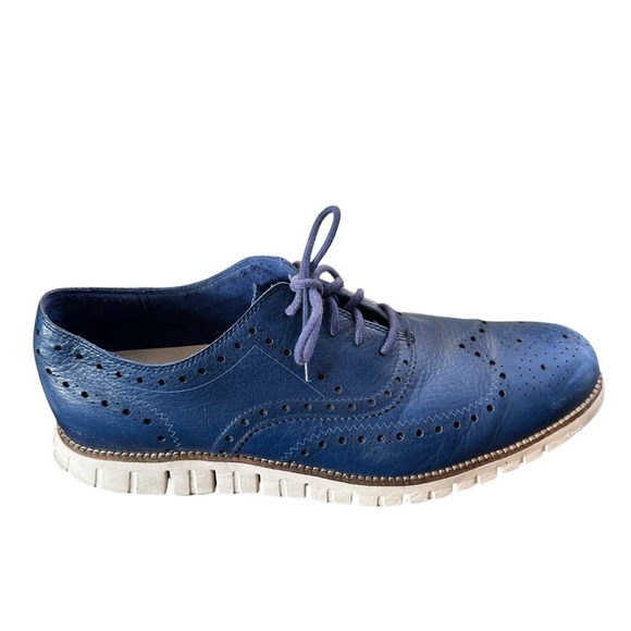 Cole Haan ZEROGRAND Wingtip Oxford Shoes in Blue Leather Sz 13 main image 9
